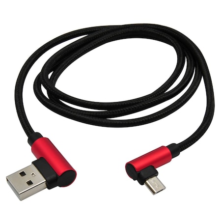 Mobilespec Right Angle Micro USB Cable Red/Black MB06117